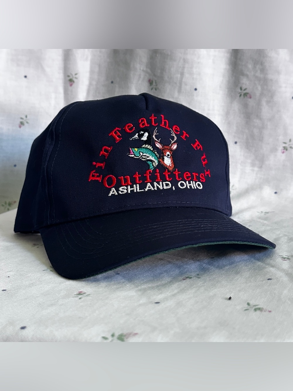 Vintage 90s Fin Feather Fur Outfitters Ashland Ohio Snapback Hat Cap